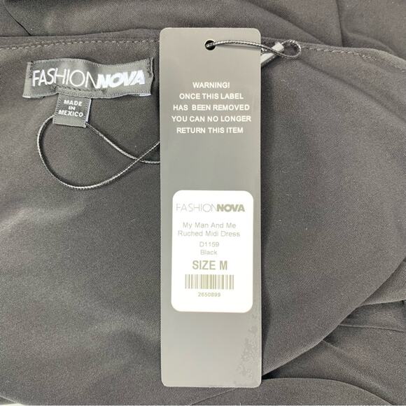 Fashion Nova NWT My Man and Me Ruched Mini Dress One Shoulders Black Size M - Picture 13 of 15